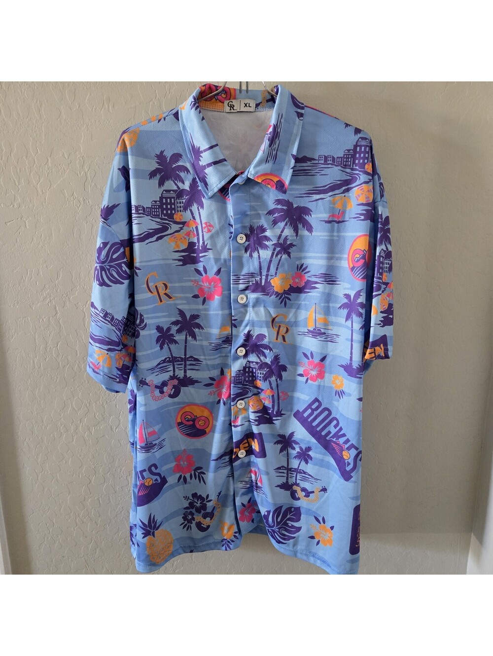 MLB Colorado Rockies Father's Day 2026 Hawaiian Button Shirt Men's XL